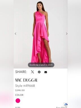 Mac Duggal Hot Pink Ruffled High-Low Gown